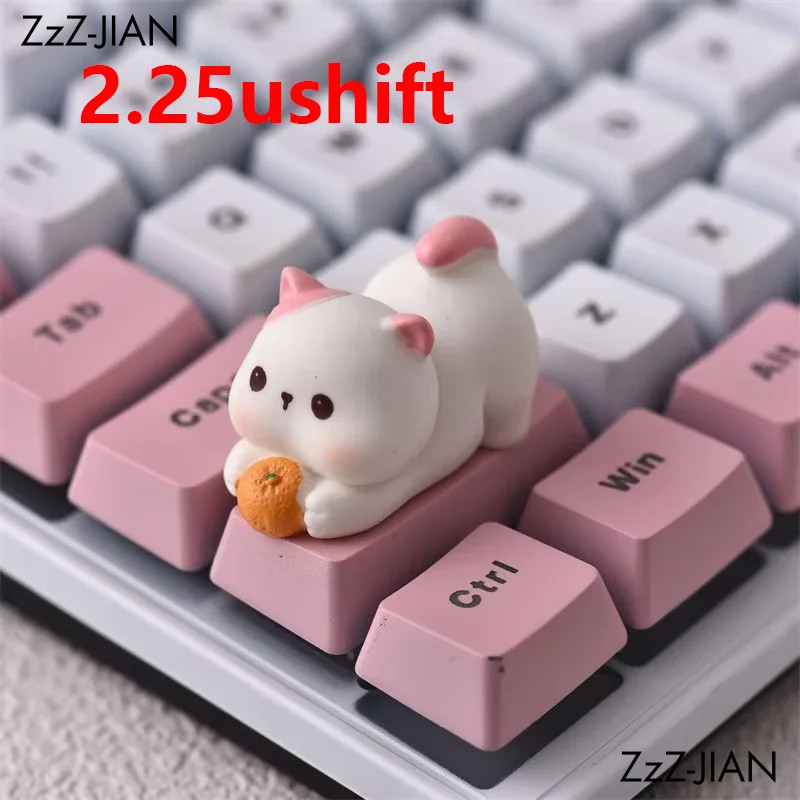 ลักษณะถือสีส้มลูกแมว Keycaps สําหรับ Cross Key Mechanical Keycap 2.25u /1.75u Shift ใส่ตกแต่ง Keycap ของขวัญ