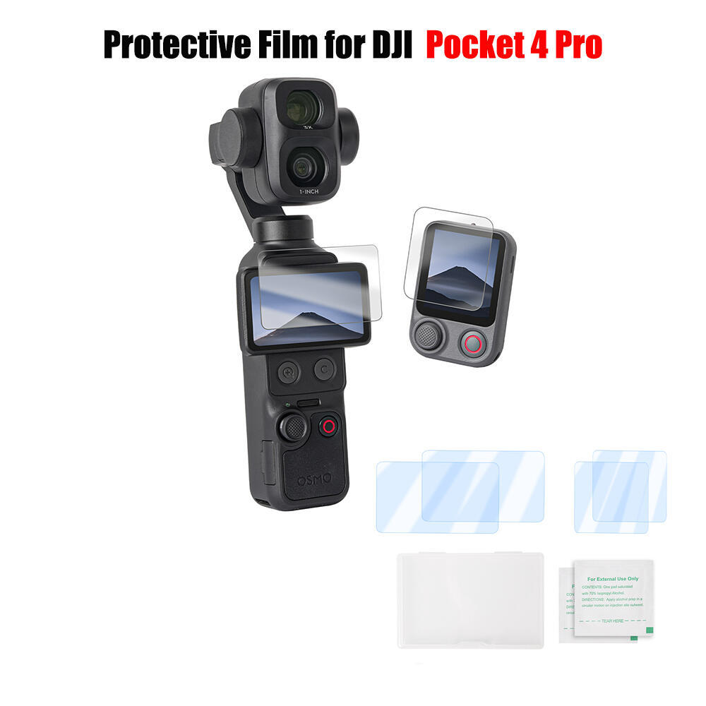2 ชิ้น 9H ความแข็งสูงป้องกันกระจกนิรภัยสําหรับ DJI Pocket 4 Pro,ตัวป้องกันหน้าจอ,กระเป๋า 4P ป้องกันลายนิ้วมือ,ป้องกันน้ํามัน,ป้องกันฝุ่นฟิล์มป้องกัน