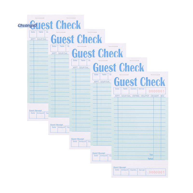 Chuangtfx035 Pack Guest Check Books Green Water Checkbook ร้านอาหาร Order Pad 50 แผ่น/แพ็ค
