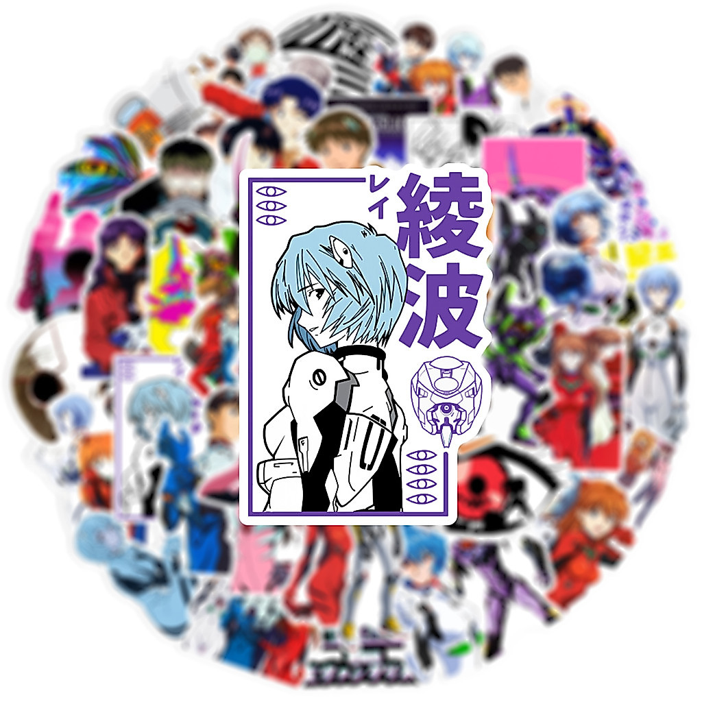 ANIME อีวานเกเลียน มหาสงครามวันพิพากษา NGE EVA 新世紀エヴァンゲリオン sticker สติกเกอร์กันน้ำรูปแบบที่แตกต่างกัน 50ชิ้น