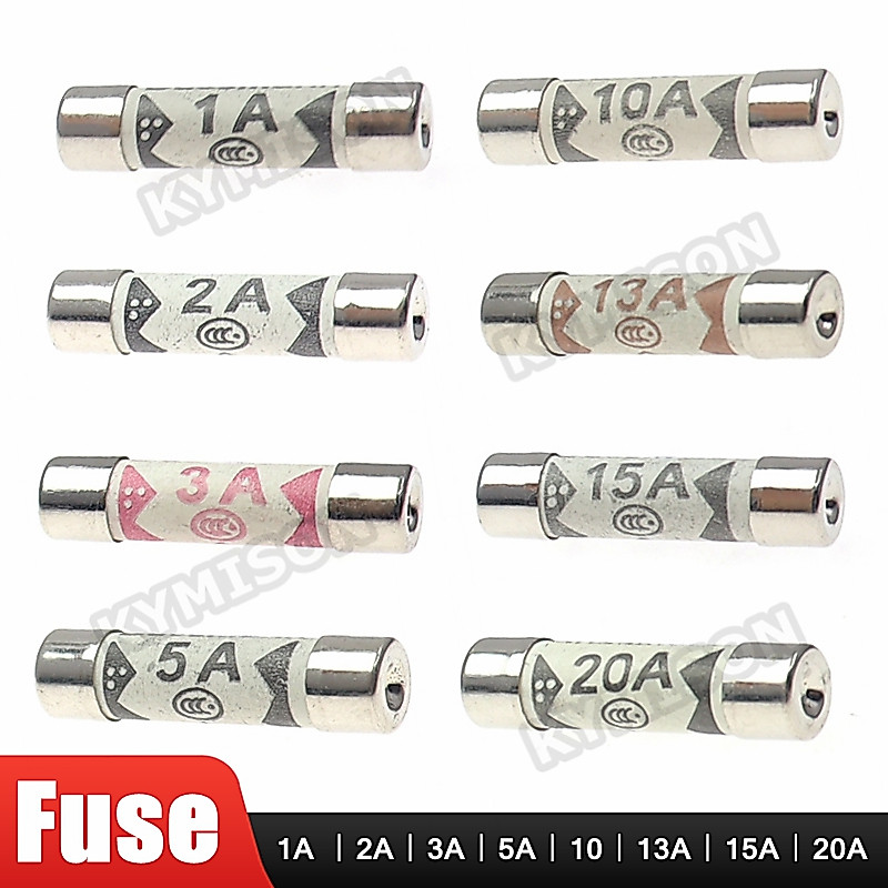 ฟิวส์เซรามิก BS1362 6 มม.×25 มม. 1362 6*25 มม. 250V 1A 2A 3A 5A 10A 13A 15A 20A 20 ชิ้น