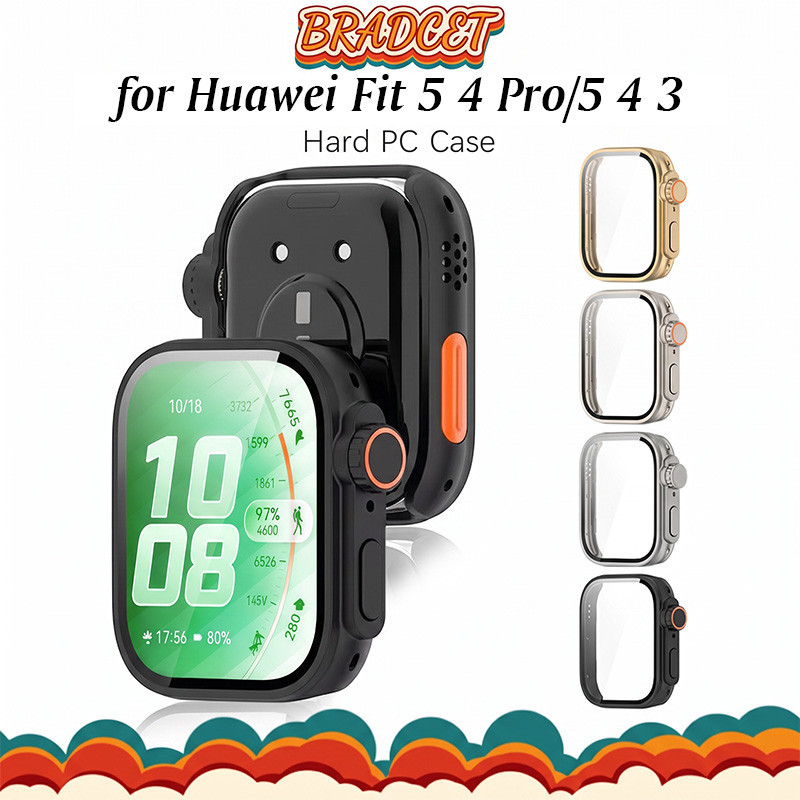 กระจกนิรภัยฮาร์ดพีซีเคสสำหรับ HUAWEI WATCH Fit 5/5 Pro/Fit 4/4 Pro ฟิล์มกันรอยหน้าจอสำหรับ Huawei Fit 3