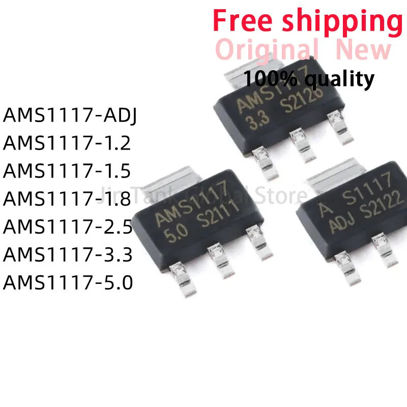 5PCS AMS1117 AMS1117-1.2 AMS1117-1.5 AMS1117-1.8 AMS1117-2.5 AMS1117-3.3 AMS1117-5.0 AMS1117-ADJ ชิป