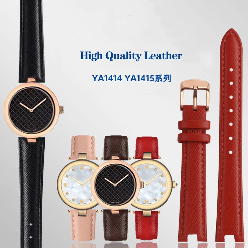 สายนาฬิกาหยักคุณภาพสูงสําหรับ Gucci YA141401 ยา141505  YA1414 YA1415 GC นาฬิกาผู้หญิง สายนาฬิกาหนัง 