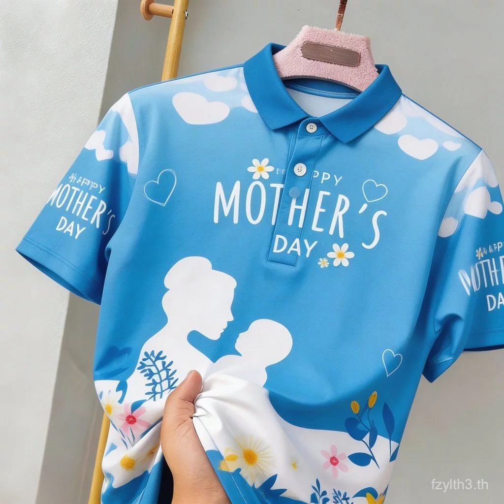 เสื้อโปโลวันแม่ 12 สิงหาคมดอกไม้มะลิสวมกิ๊ฟคุณแม่ที่สะดวกสบาย