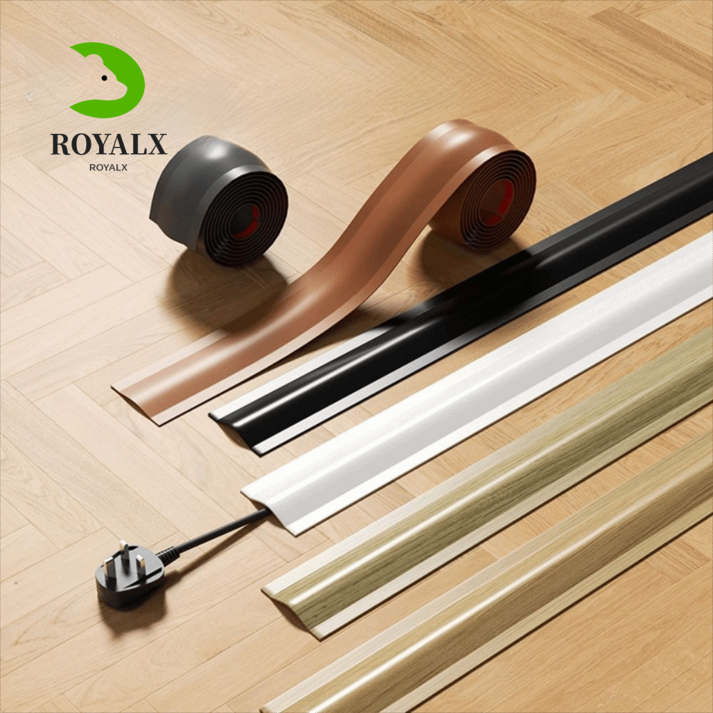 ฝาครอบสายไฟ ROYALX, ฝาครอบสายไฟแบบยืดหยุ่น PVC, สายไฟการจัดการสายเคเบิลแบบนุ่มแบบมีกาวในตัวคุณภาพสูง Hider Floor