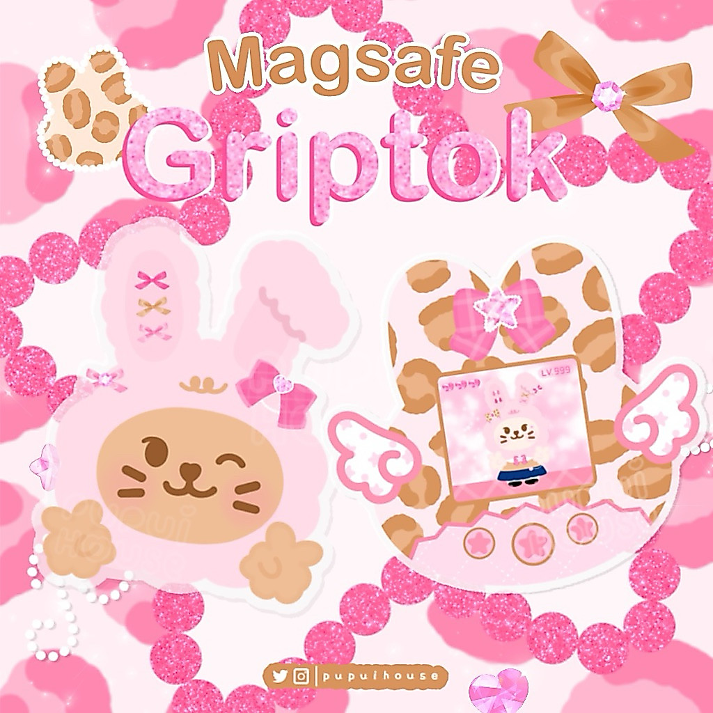 🎀 Magsafe Griptok | Bunny Gals กริ๊ปต็อกสำหรับยึดโทรศัพท์ กริ๊ปต็อกแม่เหล็ก ฟรี!แผ่นวงแม่เหล็ก[PUPUI HOUSE]