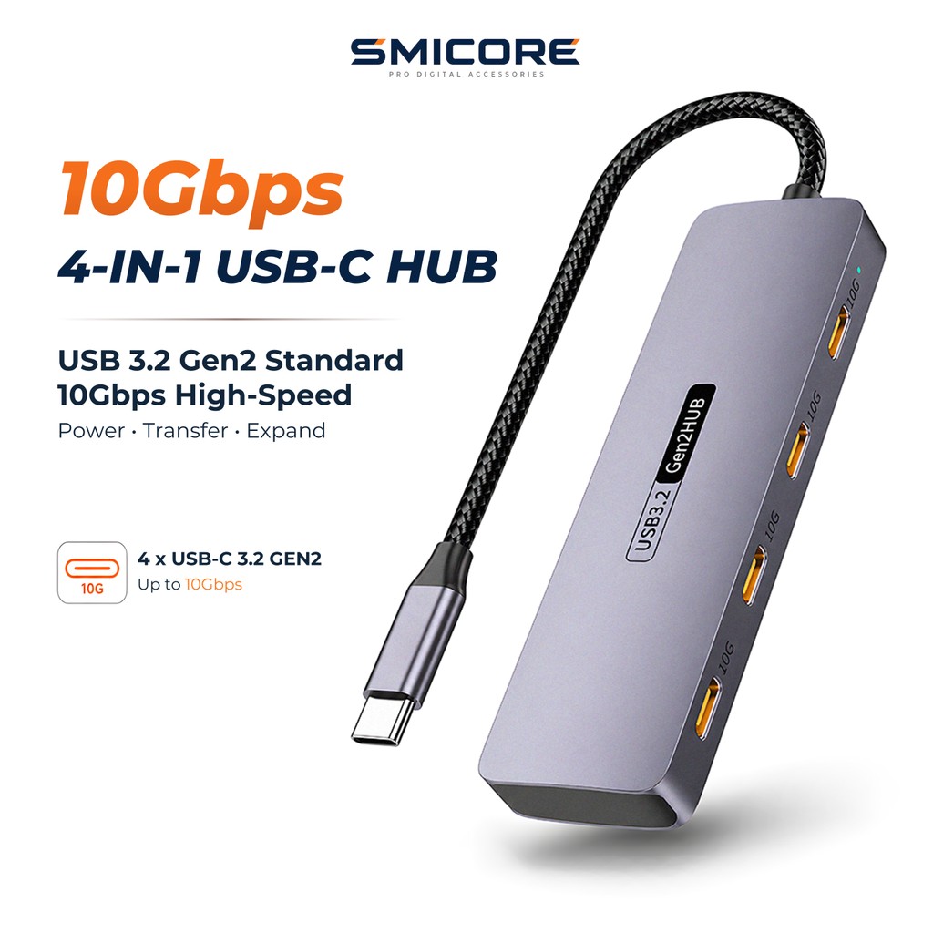 USB 3.2 Gen2 HUB 10Gbps USB-C USB-A 4C 2A2C Splitter Type-C Adapter สำหรับ Laptop MacBook PC