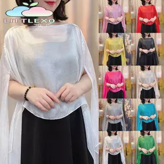 LITTLEX ชุดราตรีพรหม, ผ้าคลุมไหล่ผู้หญิงสีบริสุทธิ์ยาว, ผ้าพันคอด้านบนชีฟองคาร์ดิแกนผ้าคลุมไหล่ผู้หญิงสาว