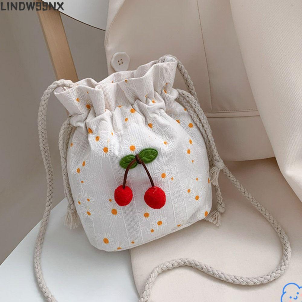 LINDW99NX Bucket Bag Women Female Cherry Small Crossbody Bag