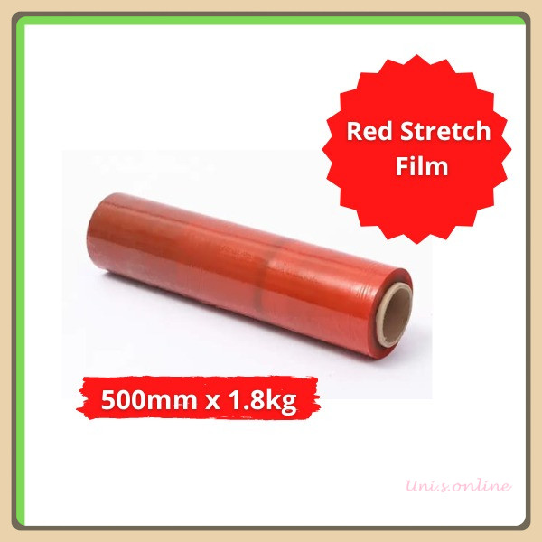 RED COLOUR STRETCH FILM WRAPPING FILM 500MM X 1.8KG