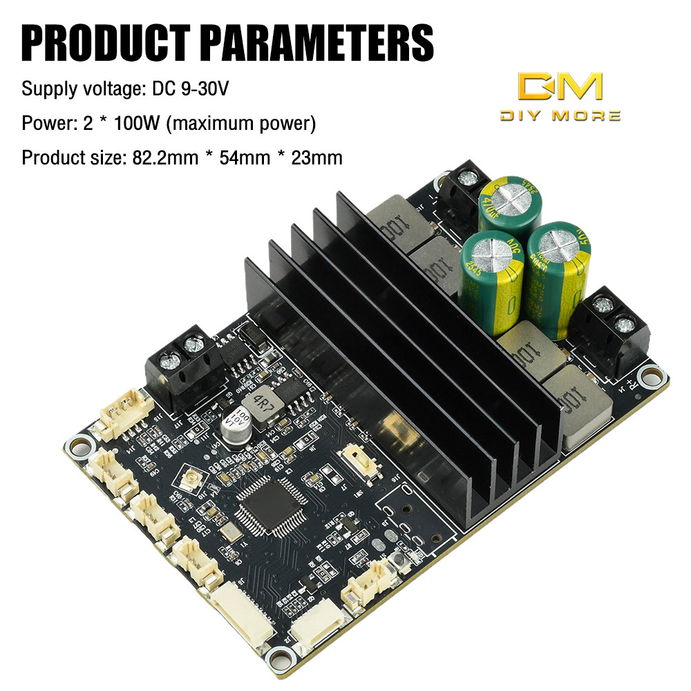DIYMORE DC 9-30V BT บอร์ดเครื่องขยายเสียง, Dual Channel 2 * 100W, รองรับการปรับแต่งฟังก์ชั่นการจูน A
