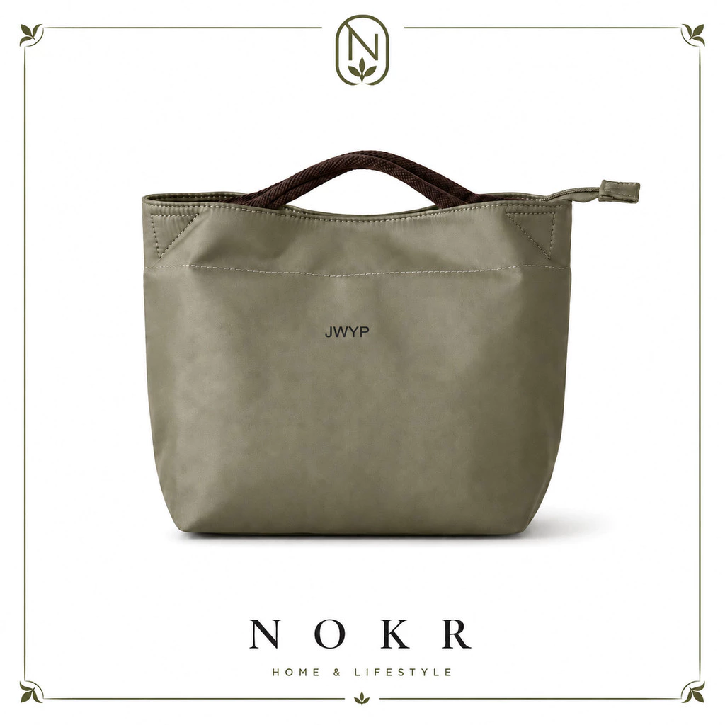 NOKR ใหม่ญี่ปุ่นที่เรียบง่ายแบบพกพาถุงอาหารกลางวันกันน้ำอลูมิเนียมฟอยล์กล่องอาหารกลางวันกระเป๋าพนักงานออฟฟิศนักเรียนไนล่อนแสงกล่องอาหารกลางวันกระเป๋า