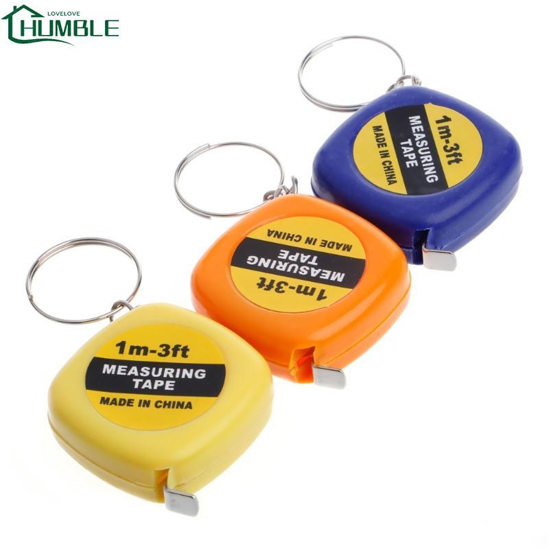 Easy Retractable Ruler Tape Measure Mini Portable Pull Ruler Keychain 1m/3ft