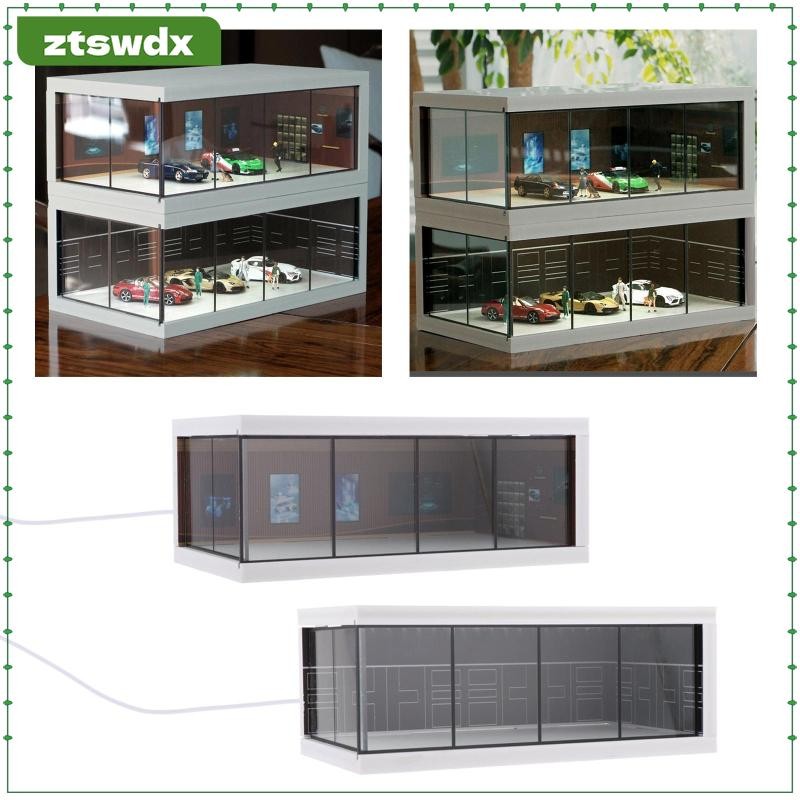 [ztswdx] ตู้โชว์ที่จอดรถขนาด 1:64, แสดงผลรถหล่อ, ป้องกันสําหรับรถยนต์โมเดล