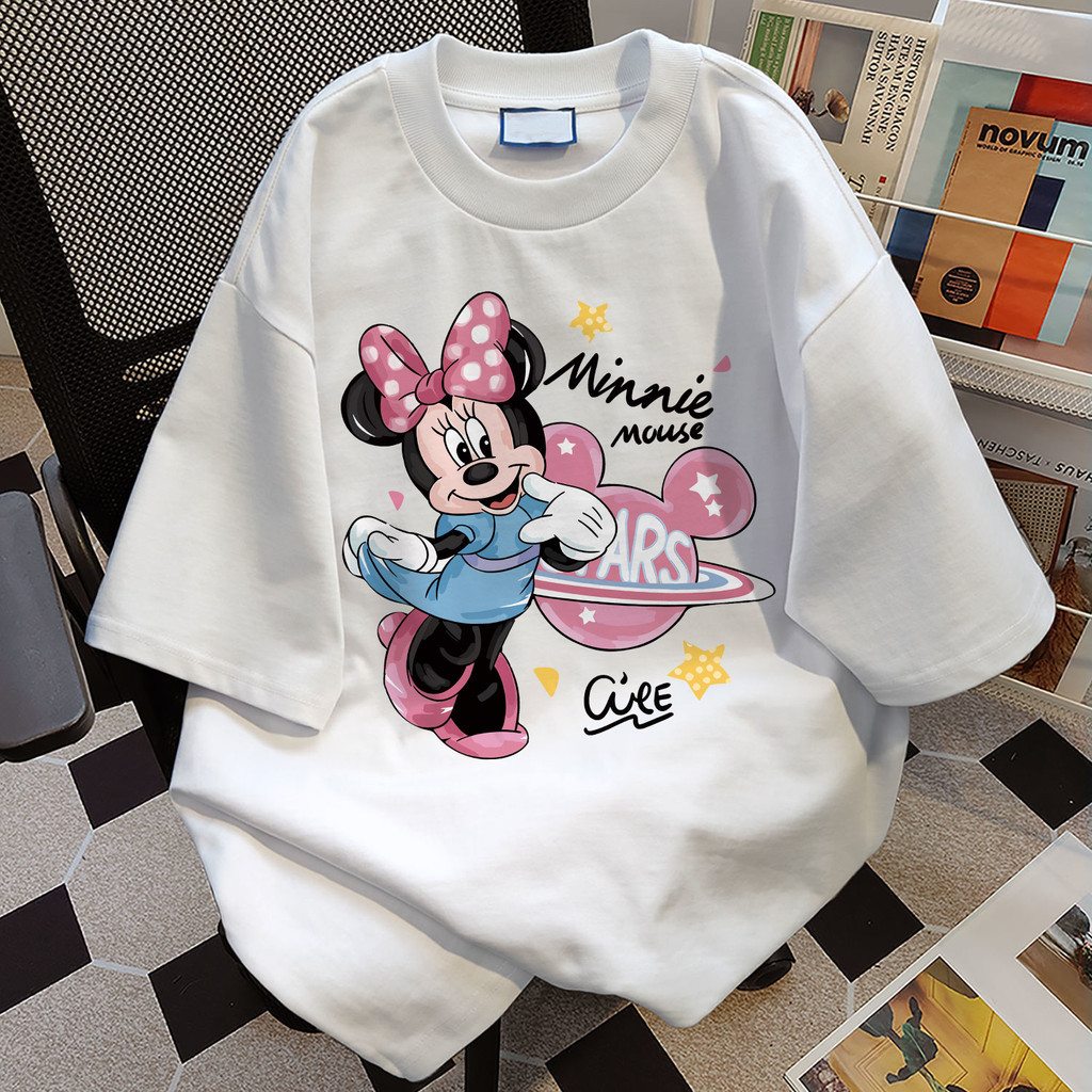 (COD ส่งจากไทย) BOOMเสื้อยืดคู่ เสื้อยืดผ้าคอตตอน oversize ลายการ์ตูนน่ารักหลวม S-3XL