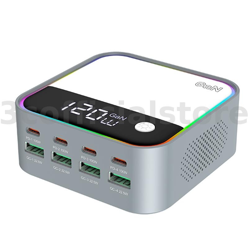 [GaN Tech] WLX-M8 120W 8-Port USB PD Charger 4USB-A+4USB-C PD3.0/2.0 PPS QC3.0/2.0 SCP FCP AFC Apple