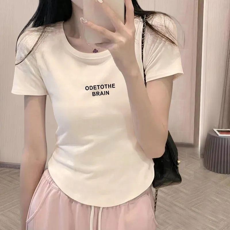 เสื้อแขนสั้นทรงผิดปกติ สีขาว สำหรับผู้หญิง ใส่หน้าร้อน ดีไซน์สวย ซอก น่ารัก และเซ็กซี่