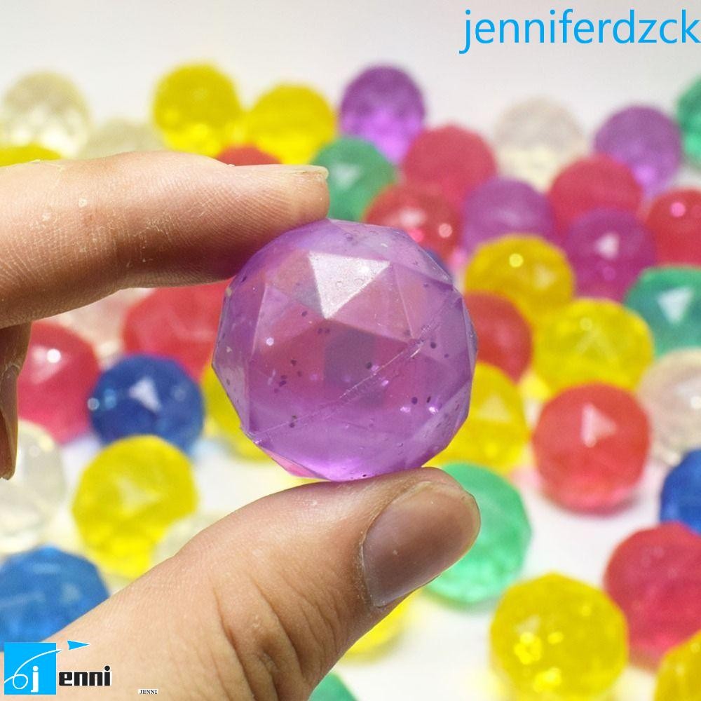JENNIFE 6 ชิ้น Diamond Bouncy Ball, Bouncy ของเล่นขนาดใหญ่ยาง Bouncy Ball, Diamond Shape Ball สุ่มสี