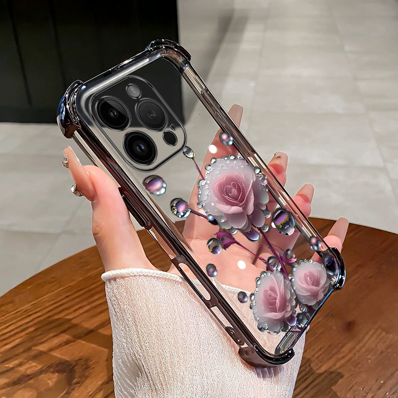 เคสสําหรับRealme 15 PRO 5Gเคสโทรศัพท์ดอกไม้สีชมพูBudสี่มุมซิลิโคนTPUโปร่งใสSoft shell ﻿ดีซ - รูปที่ 3