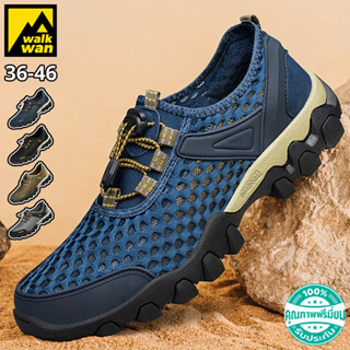 Walkwan รองเท้าผ้าใบตาข่ายระบายอากาศสำหรับผู้ชายแบบผูกเชือก …