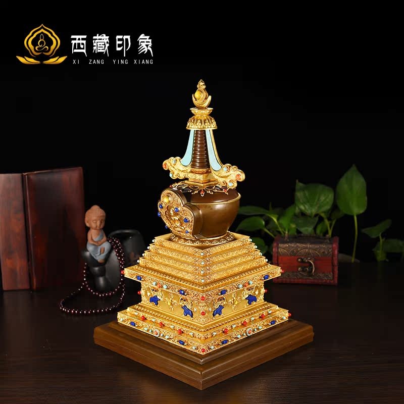 ทองแดงบริสุทธิ์ Relic Pagoda Pagoda Pagoda Pagoda Home Office Gilt พุทธ Hall Pre-Buddhist เครื่องประ