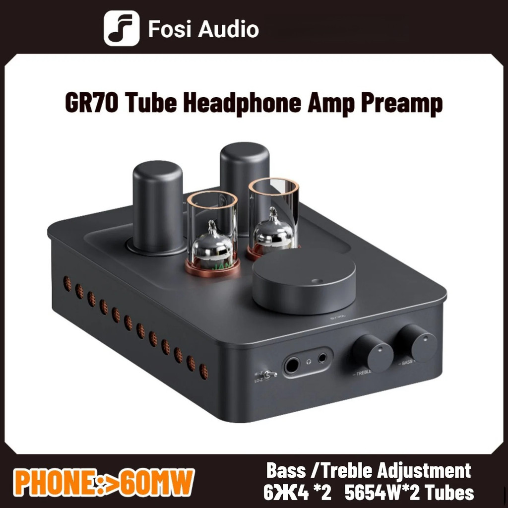 Fosi Audio GR70 Tube เครื่องขยายเสียงหูฟัง Preamp Class-A สูญญากาศหลอด Amp พร้อมแจ็ค 3.5 มม.+6.35 มม