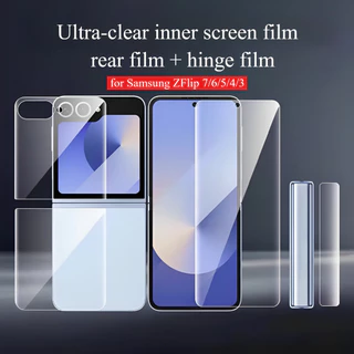 SAMSUNG เหมาะสําหรับSamsung Galaxy Z Flip7 Flip6 Flip5 Flip4 HD Clear Softคลุมทั้งหมดAnti-Scratchป้องกันหน้าจอสําหรับZ Flip7 6 5 4 3 1 2 5Gยืดหยุ่นด้านหน้ากลับHydrogelฟิล์ม