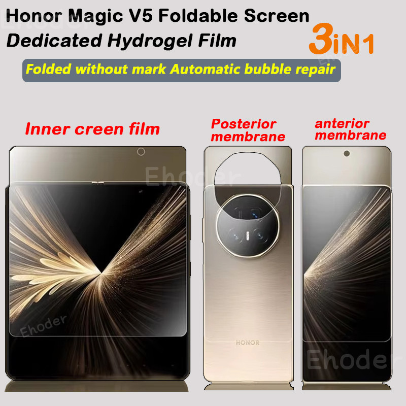 Soft Hydrogel ฟิล์มสําหรับ Honor Magic V5 V3 4G 5G 2025 ฝาครอบ 1-3 ชิ้นป้องกันหน้าจอสําหรับ MagicV5 V 5 MagicV3 V 3 ฟิล์มด้านหน้า