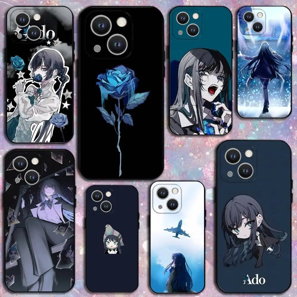 TP-1 Ado Kyogen X Uta เคสโทรศัพท์สําหรับ iPhone 16, 17,15,14,17,12,11 Plus,Pro Max,XS,X,XR,SE,Mini,8,7,ซิลิโคนอ่อนนุ่มสีดํา