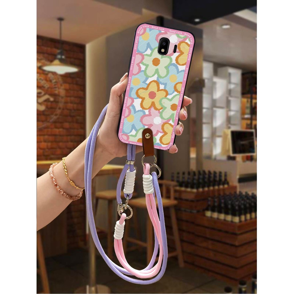 Crossbody เคสโทรศัพท์กันน้ําสําหรับ Samsung Galaxy J4 2018/J400F สร้อยคอ Full wrap แฟชั่นออกแบบน่ารั