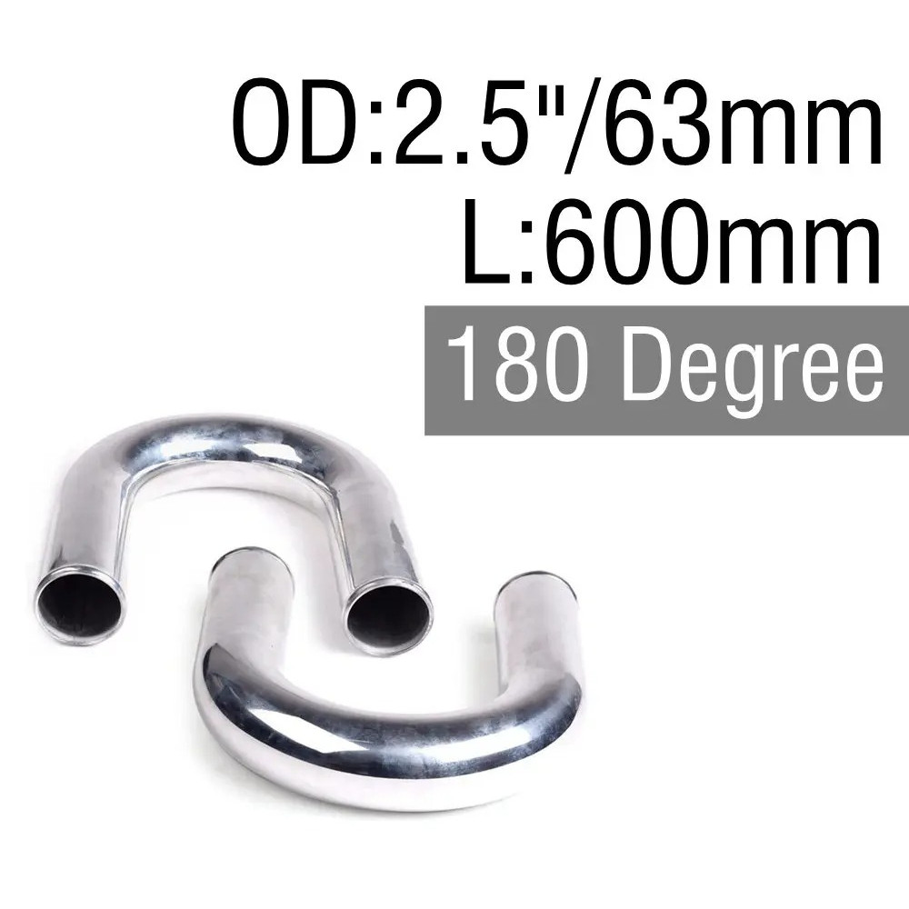 2 ชิ้น/หน่วย 63 มม.2.5 "180 องศาอลูมิเนียม Turbo Intercooler ท่อท่อ L:600 มม.สําหรับ VW GOLF MK5 MKV
