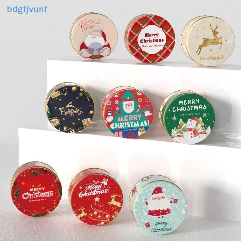 BDGF คริสต์มาส Tinplate Candy กระป๋องกล่องโลหะการ์ตูน Elk Santa Claus พิมพ์ Xmas Candy คุกกี้ชาของขวัญ TH