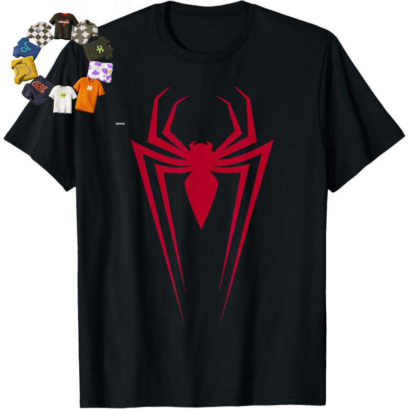 เสื้อยืด Marvel Spider-Man วัสดุผ้าฝ้ายแท้ ทรงหลวมสำหรับทั้งชายและหญิง