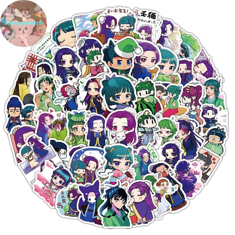 Strongaroetrtr 53pcs Maomao Apothecary Diaries สติกเกอร์ Jinshi อะนิเมะ Decals ของเล่นเด็กสเก็ตบอร์ด