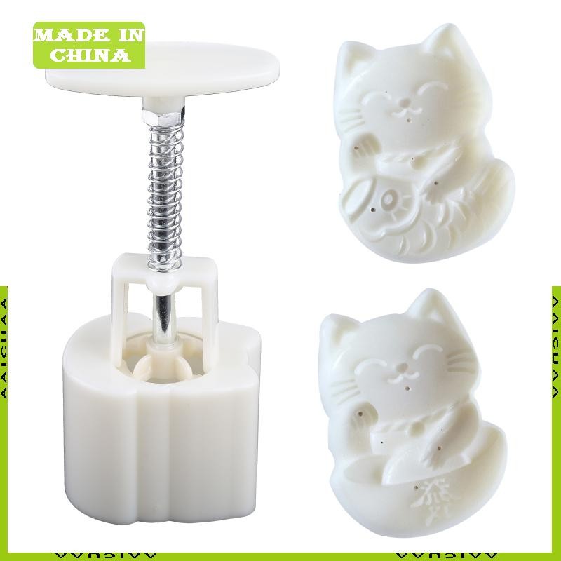 วัสดุพลาสติก AA แม่พิมพ์ขนมไหว้พระจันทร์ 50g Lucky สําหรับแสตมป์รูปแมวเค้กดวงจันทร์ Moulds สําหรับอบ