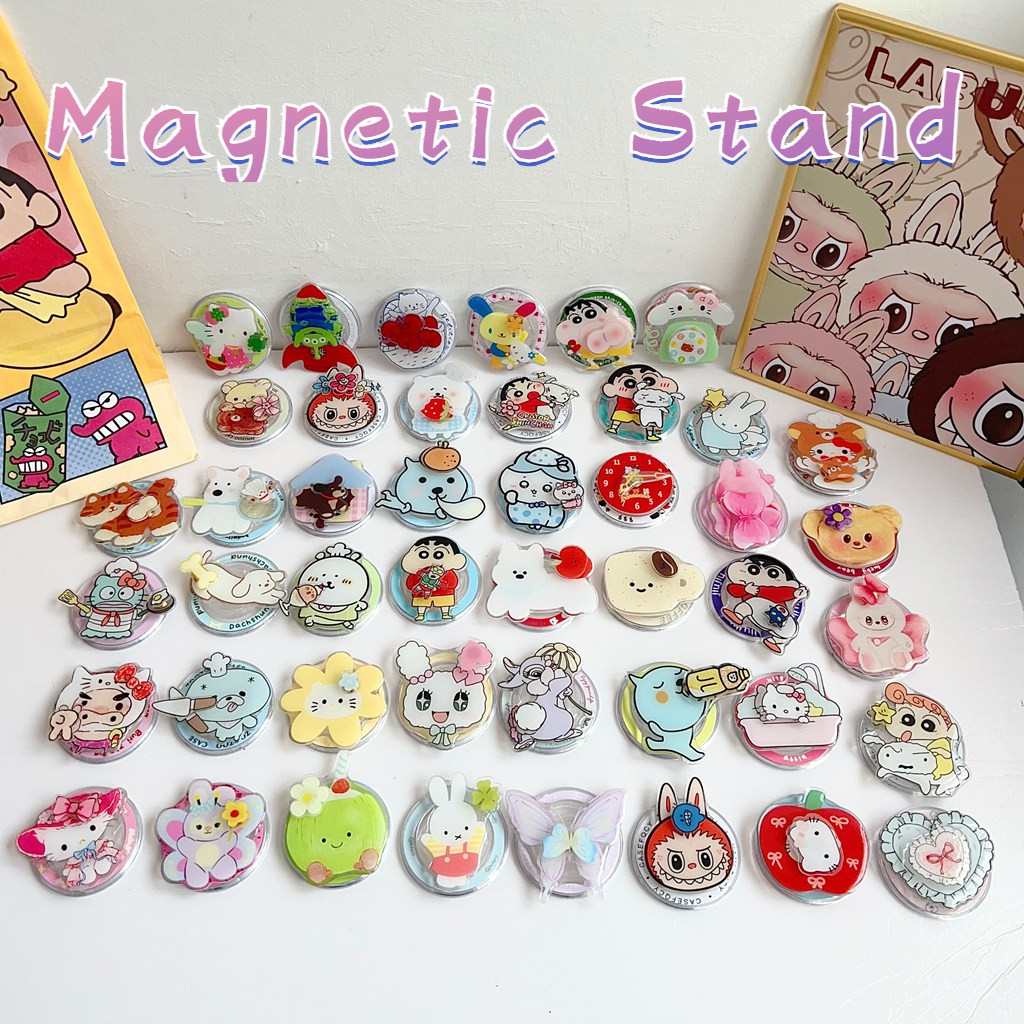 Magnetic Attraction ที่วางโทรศัพท์พับได้ Creative Rotatable Design Crayon Shin-chan กระต่าย Hello Kitty ขาตั้งน่ารัก Kickstand สําหรับ Naked โทรศัพท์มือถือ Magsafe กรณี Anti-drop PC Bracket