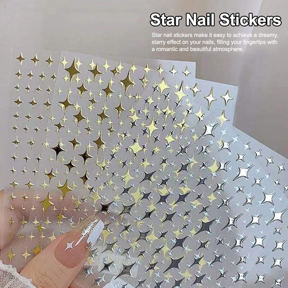 4 สี Star 3d สติกเกอร์เล็บ Pentagram Self-กาว Decals Slider เครื่องประดับ Glitters V4b0