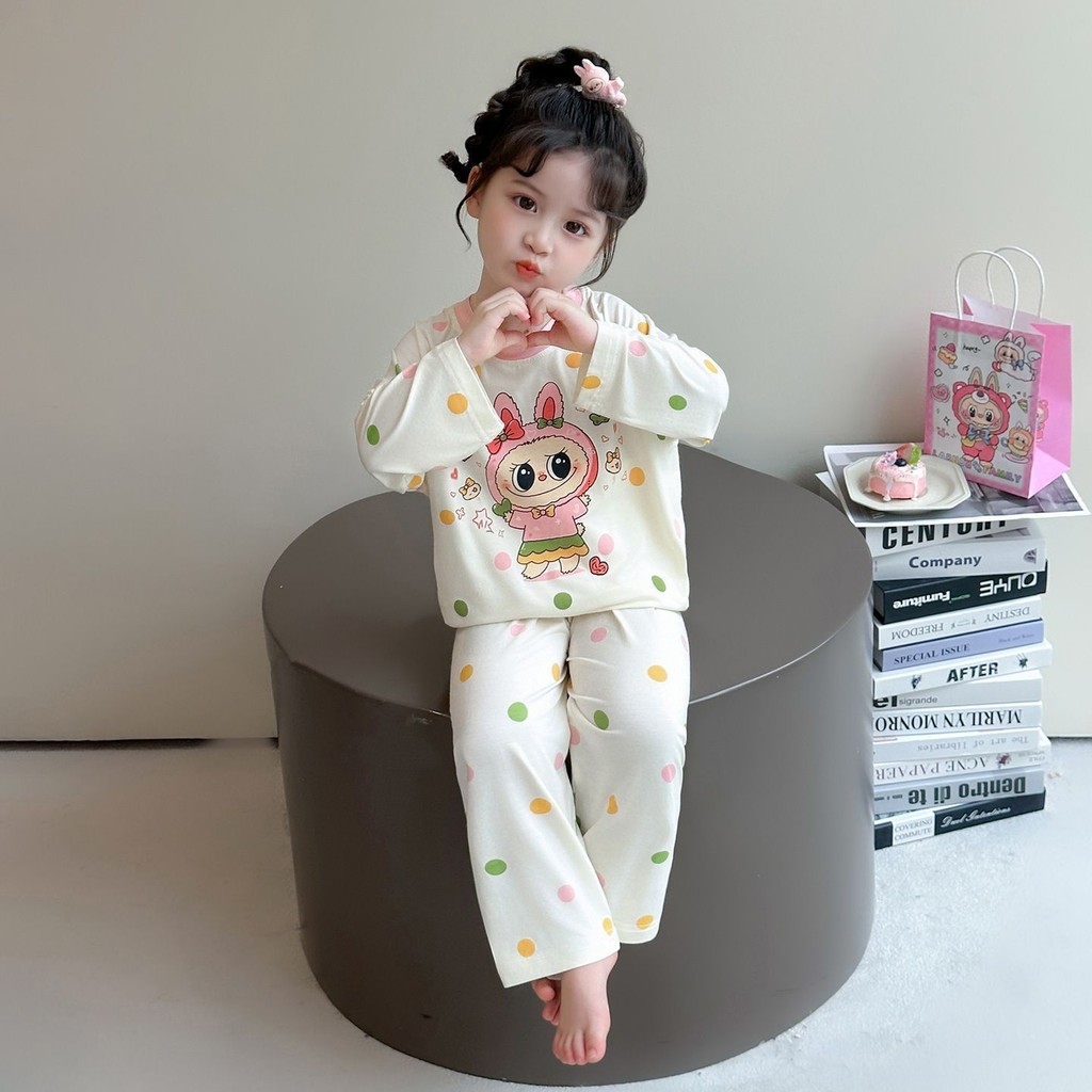 ชุดนอนเด็กผู้หญิง Labubu แขนยาว น่ารัก ระบายอากาศ ใส่สบายในบ้าน - รูปที่ 2
