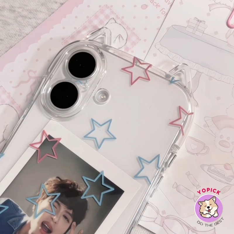 เหมาะสําหรับเคสโทรศัพท์ iPhone16 Colored Stars ใหม่ iPhone 151413 12 11pro หูแมว xsmax ซิลิโคน xs/xr ผู้หญิง 78 โปร่งใส TED - รูปที่ 2