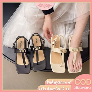 🍓EnJoy🍓พร้อมส่ง (LT-223-2) รองเท้าแตะแฟชั่น ดีเทลตัวอักษร มี…