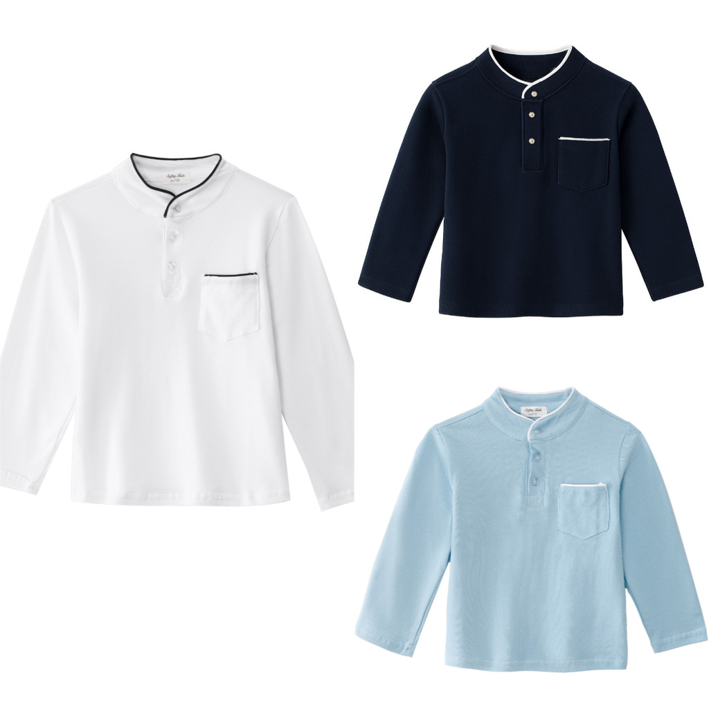 เสื้อโปโลแขนยาวสำหรับเด็กผู้ชาย จากผ้าฝ้าย สบายๆ ใส่ได้ในหลากหลายโอกาส