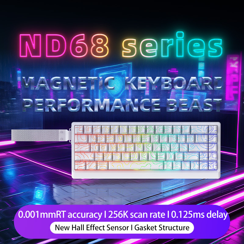 ND68 Pro สวิทช์แม่เหล็กคีย์บอร์ด Rapid Trigger 8000HZ Gaming Keyboad 68key SOCD RS สําหรับ Varolent 