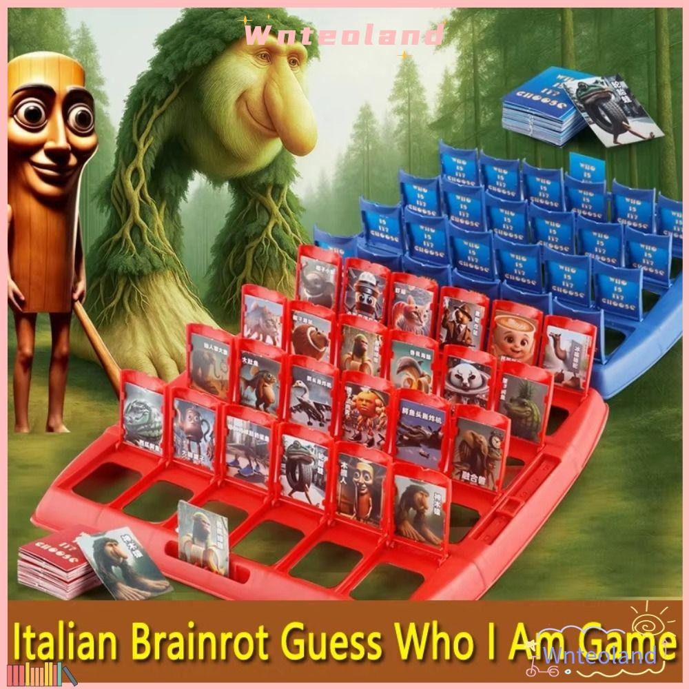WNTEOLAND 98 ชิ้น/เซ็ตอิตาเลี่ยน Brainrot การ์ดเกม, Tung Tung Sahur การออกกําลังกายการคิดเชิงตรรกะ Speculate Who I Am เกม, Trralala Bombardino Crocodilo การ์ดของเล่น Party
