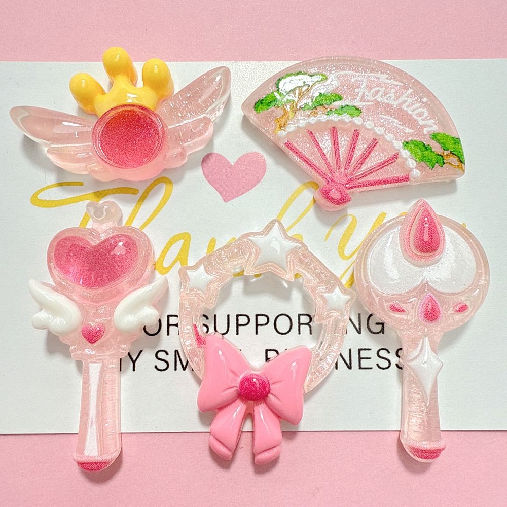 10 ชิ้นสีชมพู Series Flatback Cabochon โทรศัพท์ DIY เครื่องประดับทําตุ๊กตา Decor อุปกรณ์เสริมผมหัตถกรรม