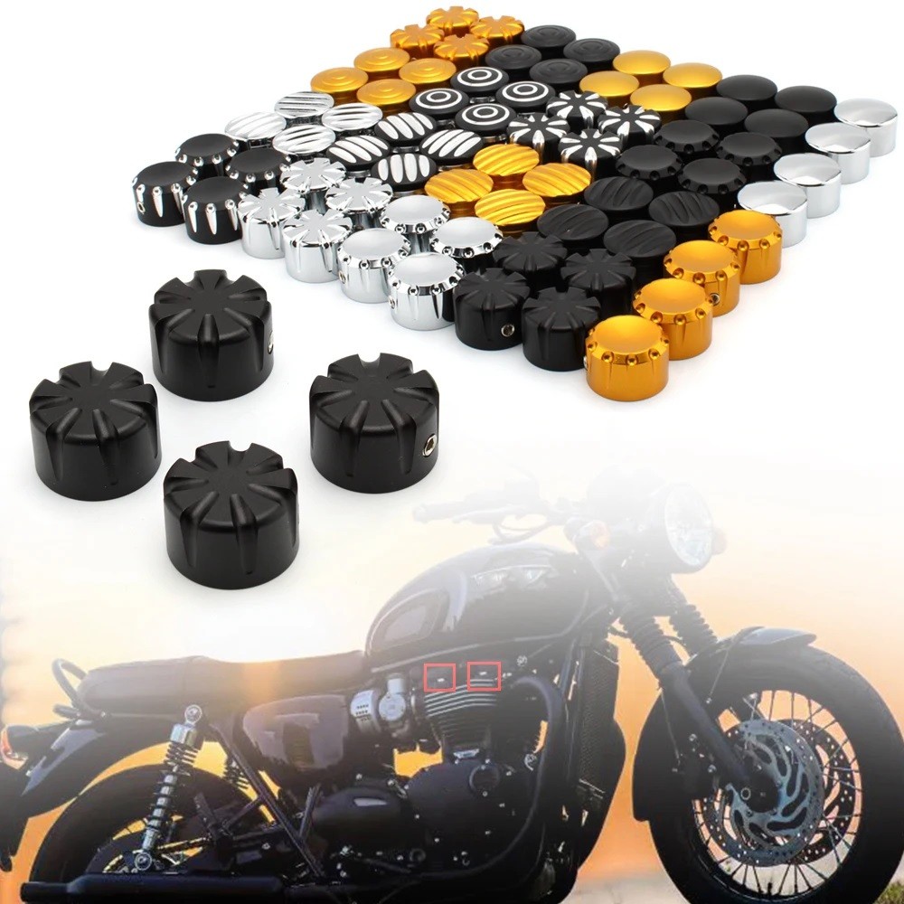 เครื่องยนต์ลูกสูบสกรูหัวเทียนหมวกหัว Bolt Topper Nut ฝาครอบสําหรับ Triumph Bonneville T120 สีดํา Thruxton R Street Twin Cup Scrambler