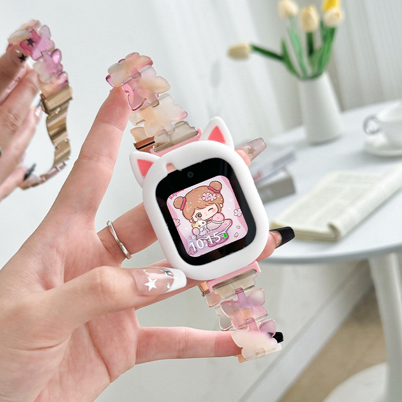 适用小米米兔儿童电话手表表带6x/4C/5C树脂表带2S/U1保护壳套6c