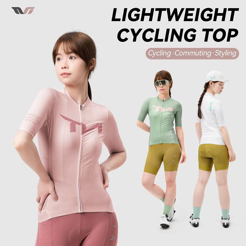 ROCKBROS TVI Jersey ผู้หญิงฤดูร้อน ป้องกันแสงแดดและระบายอากาศดี พร้อมกระเป๋าและแขนสั้น เหมาะสำหรับการขับจักรยานทางไกลและบนถนน