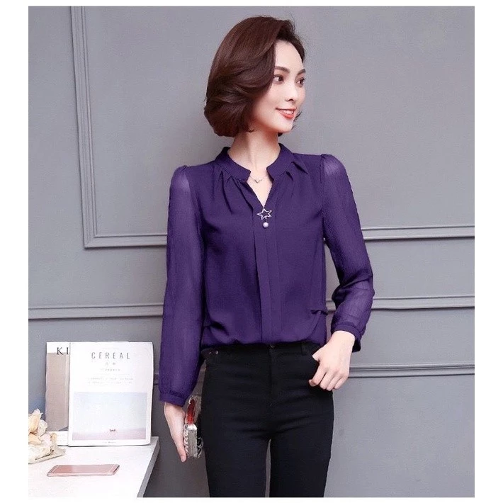 (พร้อมส่ง)เสื้อชีฟอง👚 ผ้าดี ใส่สบาย ใส่ออกงาน มีไซส์ใหญ่ เสื้อทำงานสาวอวบ