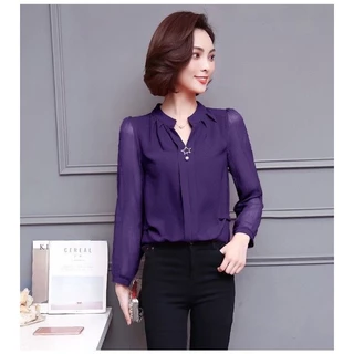 (พร้อมส่ง)เสื้อชีฟอง👚 ผ้าดี ใส่สบาย ใส่ออกงาน มีไซส์ใหญ่ เสื้อทำงานสาวอวบ